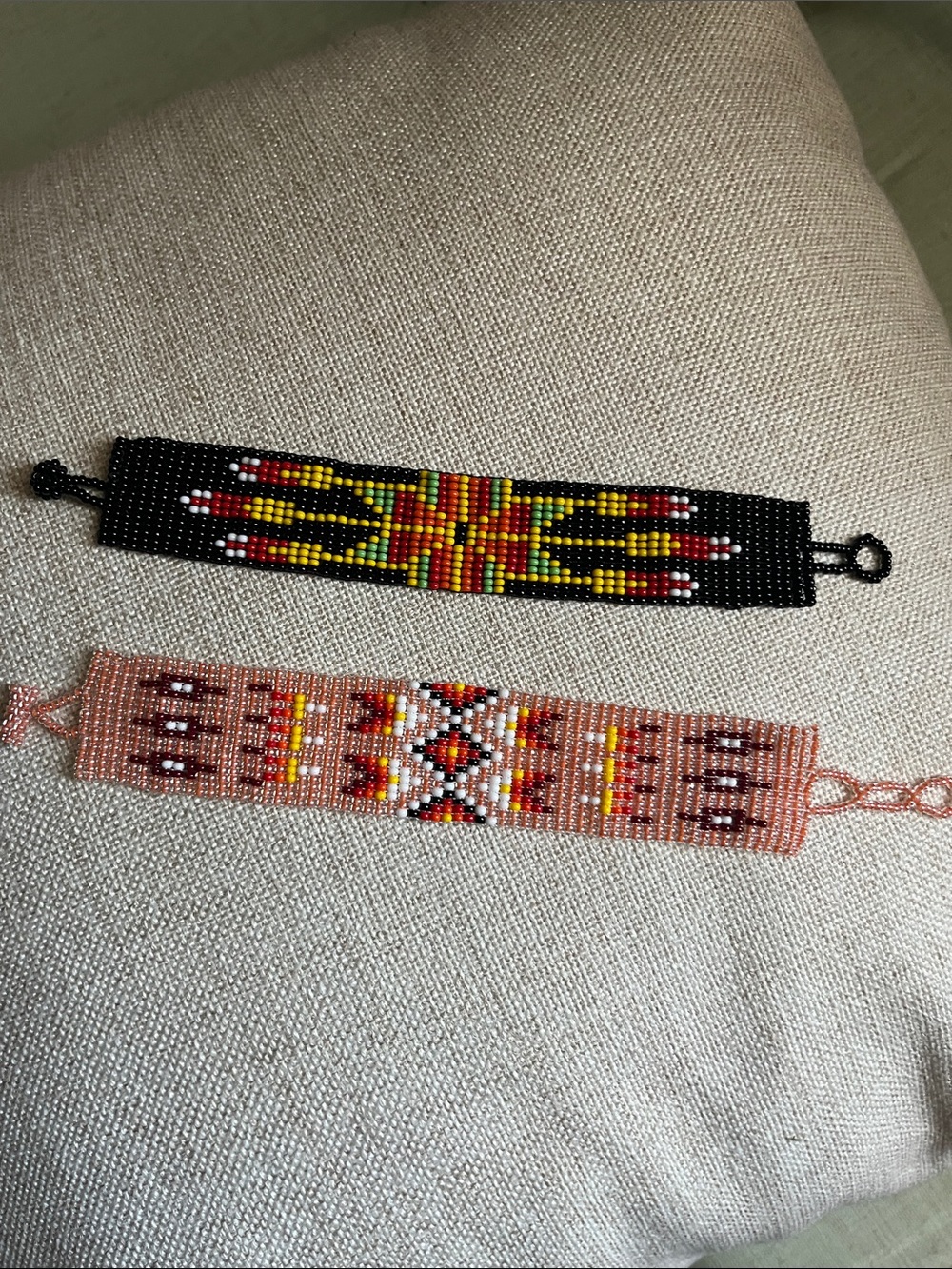 Beautiful Southwestern Set of Two Handwoven Glass Seed Bead Bracelets - Picture 6 of 8